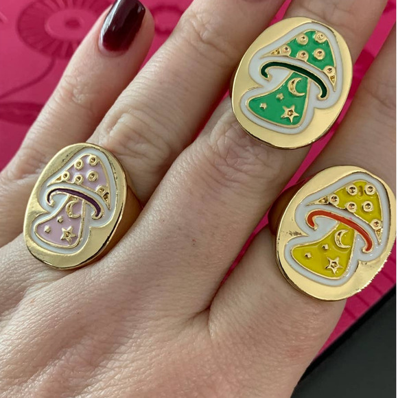 Chunky Mushroom Rings Set Of Three - Garden Cottage Jewelry 6 / 6.5 - Picture 2 of 9